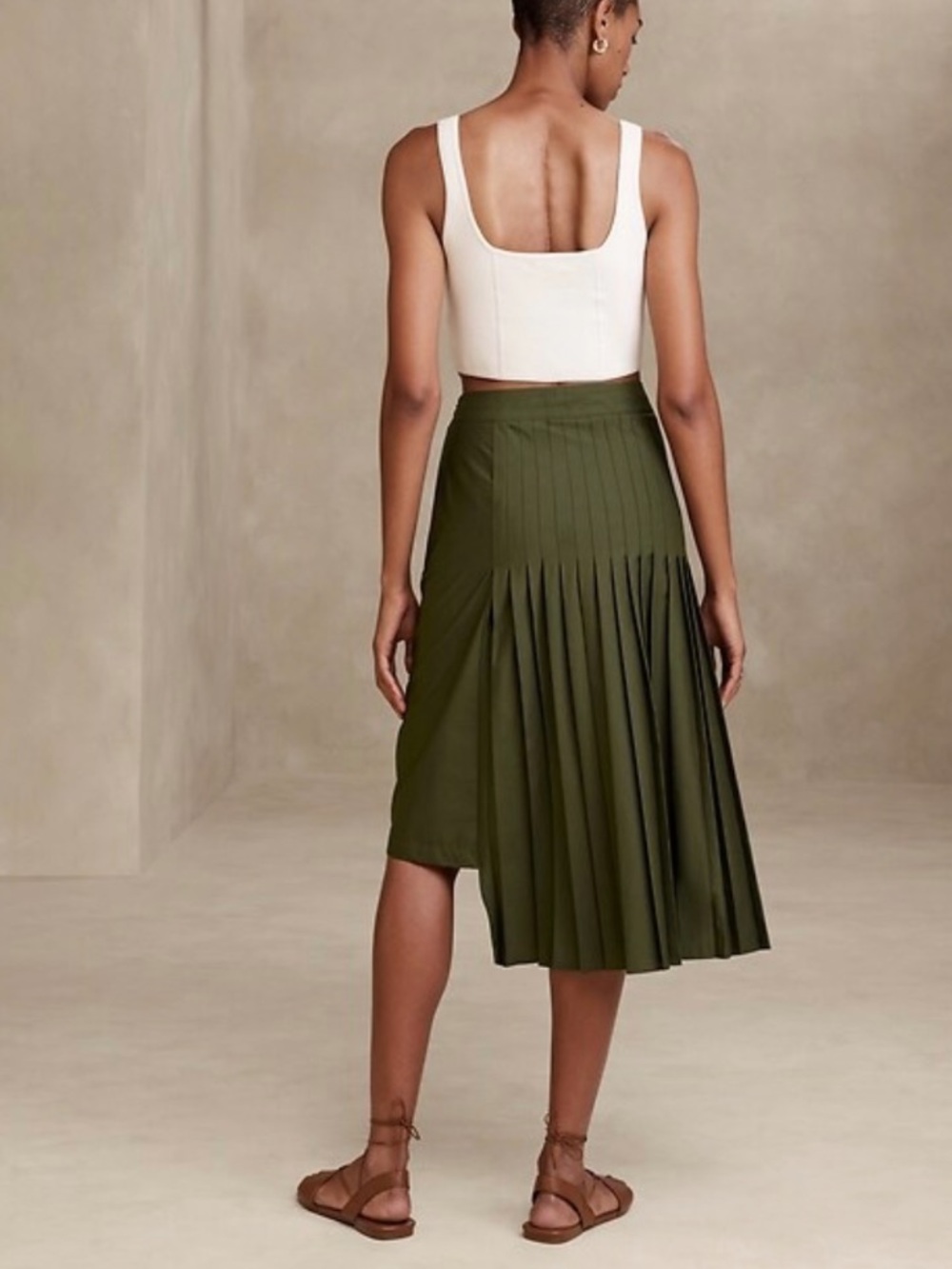 Banana Republic Pleated Asymmetrical Midi Skirt - Picture 8 of 9